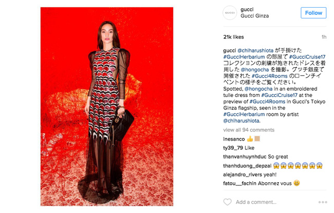 ho ngoc ha xuat hien tren instagram cua gucci