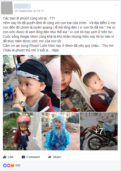 ba me don than 9x dan con trai 3 tuoi di phuot tuyen quang de thuc hien uoc mo cho con xem le hoi den long mot lan