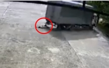 clip nu cong nhan bi xe tai can tu vong khi di bo trong san nha may khien nhieu nguoi bang hoang