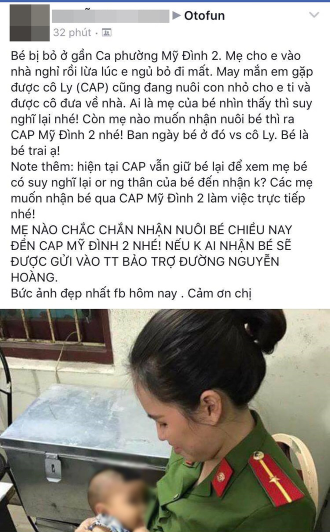 ha noi be trai khat sua bi me bo roi trong nha nghi nu cong an dong long cho bu va dua ve nha cham soc