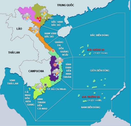 ap thap nhiet doi di vao quang binh den da nang tu chieu nay