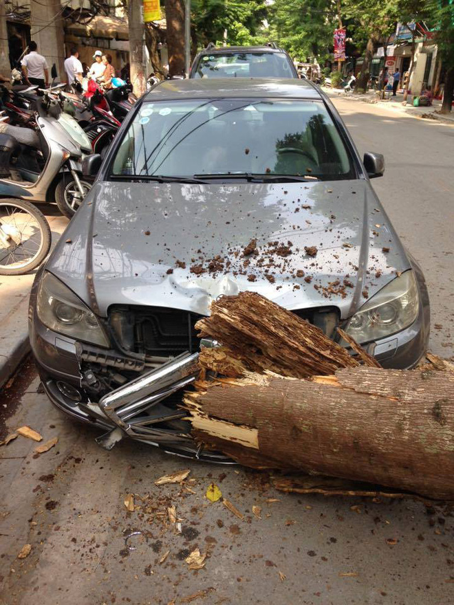 ha noi nu tai xe vua buoc ra khoi xe chua day 10 giay chiec mercedes da bi cay lon de bep dau