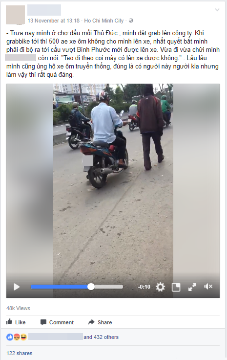 clip co gai tre bi tai xe xe om truyen thong bat di bo gan cay so vi dat grab den don