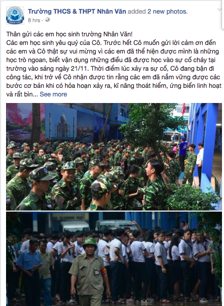 co hieu truong viet tam thu cam on hoc sinh sau vu chay truong hoc o sai gon