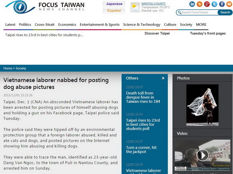 dai loan bat mot lao dong viet vi dang hinh hanh ha cho len facebook