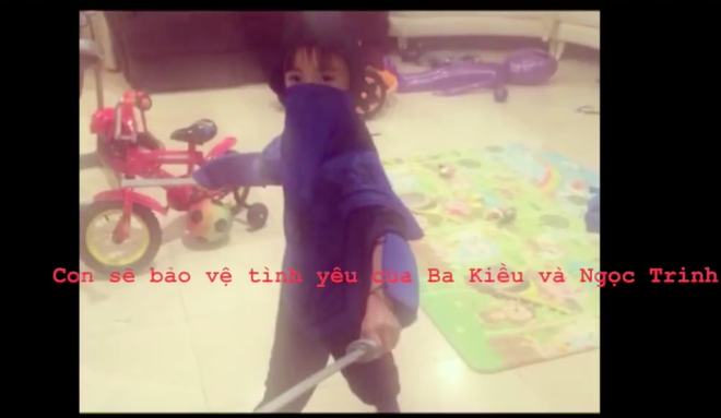 ngoc trinh xung me trong clip choi dua cung con trai ty phu hoang kieu
