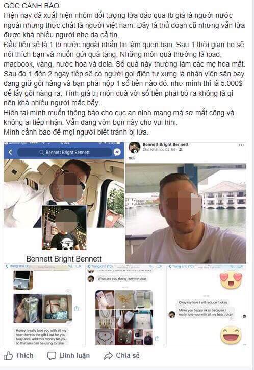 canh giac voi chieu ket ban roi voi qua cua trai tay tren mang xa hoi nham vao chi em phu nu