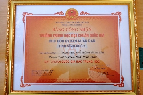 vinh phuc truong thpt vo thi sau dat chuan quoc gia