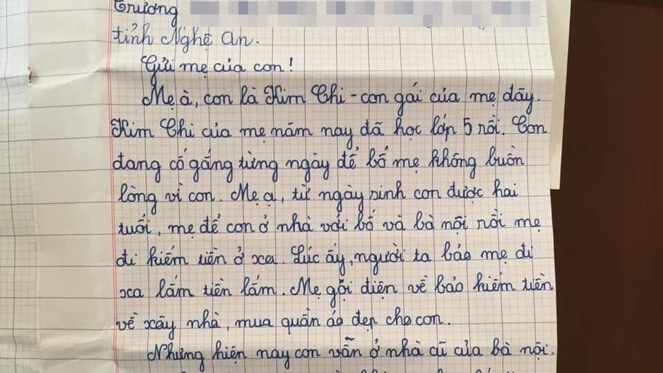 me dung quen con nhe buc thu be gai lop 5 gui me di lay chong khien nhieu nguoi xot xa