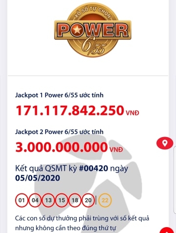 ket qua xo so vietlott power 655 toi ngay 552020 vi khach nao vua trung hon 167 ti dong