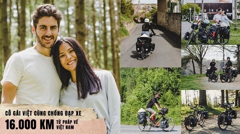 Cô gái Việt cùng chồng đạp xe 16.000 km từ Pháp về Việt Nam