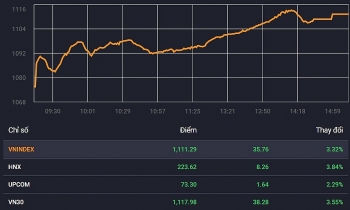 Chứng khoán có phiên tăng mạnh thứ hai trong lịch sử, VN-Index được phủ xanh