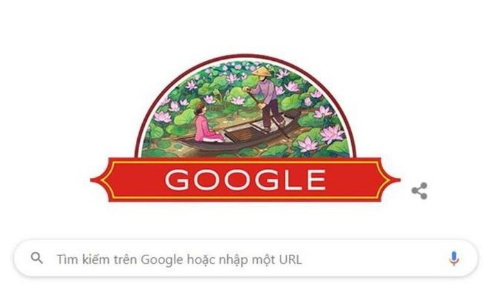 Google chào mừng ngày Quốc khánh Việt Nam với hình ảnh hoa sen