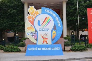 ha noi trang tri cac hang muc cho khai mac sea games 31