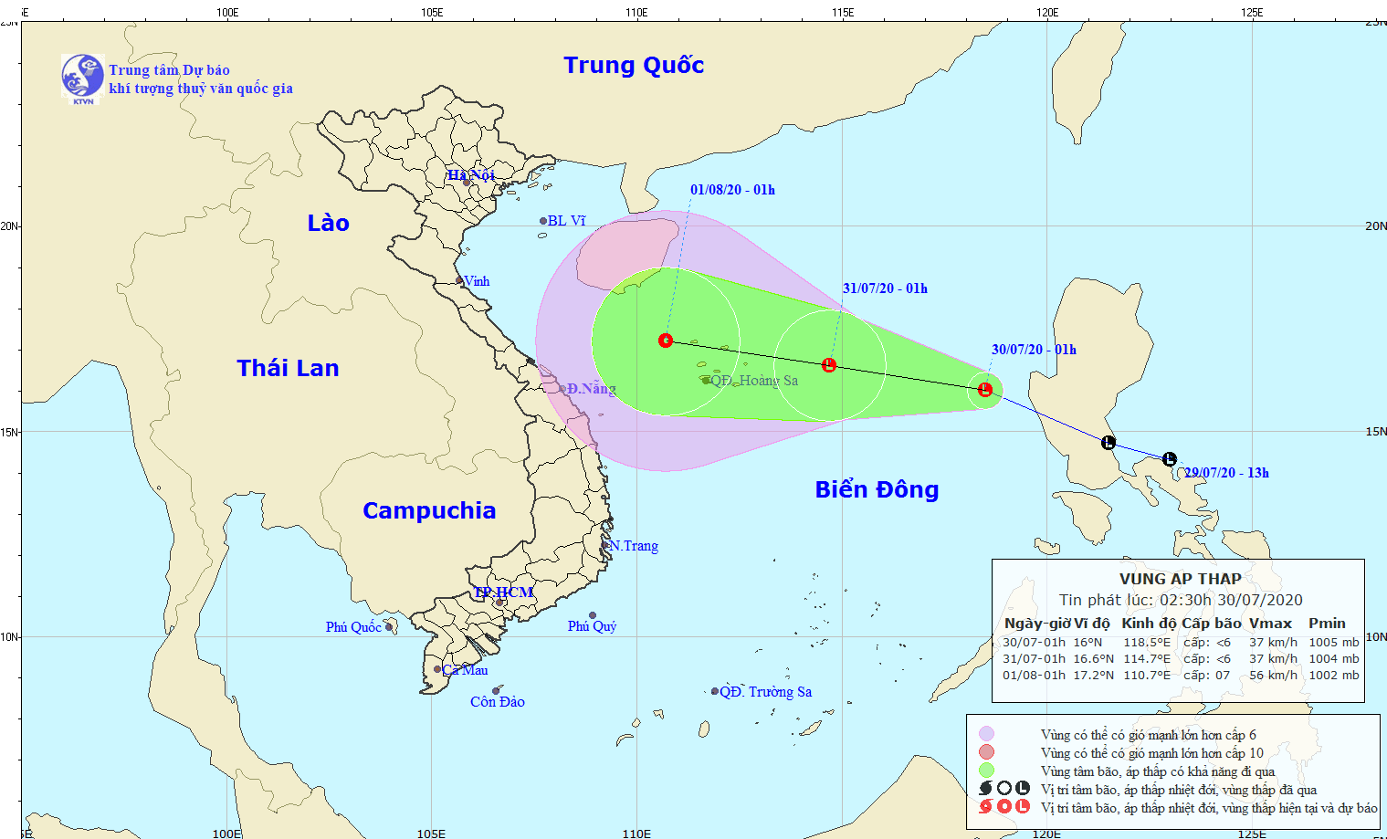 Bản tin thời tiết ngày 30/7: Xuất hiện áp thấp trên biển Đông gây mưa lớn, gió giật