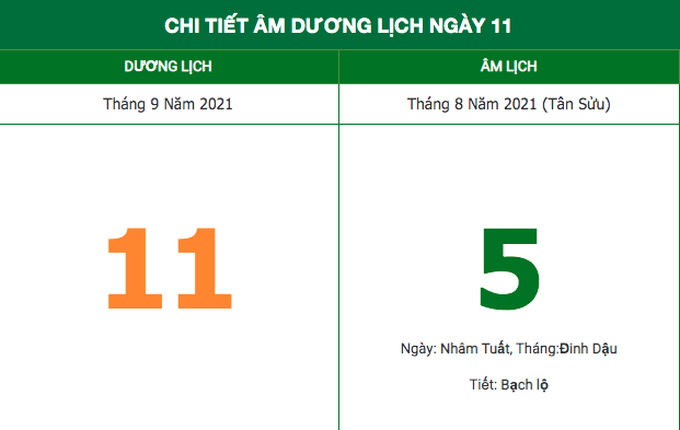 Lịch âm hôm nay (11/9/2021): Những việc không nên làm trong hai ngày cuối tuần