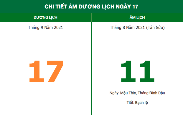 Lịch âm hôm nay (17/9/2021): Những việc không nên làm trong ngày 11/8