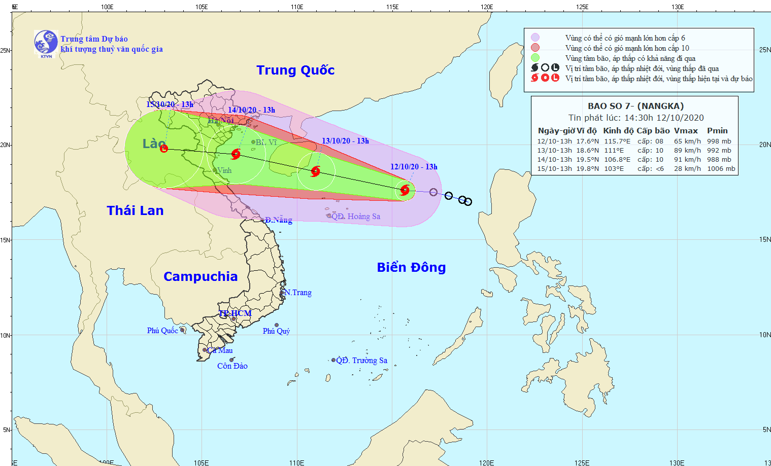 Tin bão số 7 - bão NANGKA: Đổ bộ vào vùng biển các tỉnh Bắc Bộ và Bắc Trung Bộ