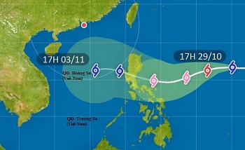 Hướng đi của bão số 10 Goni khi vào Biển Đông