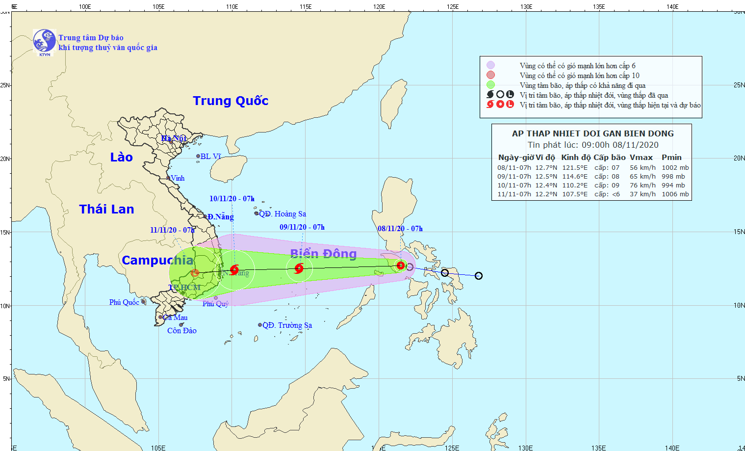 Cập nhật tin áp thấp nhiệt đới (mạnh lên thành bão số 12): Càng đi sâu vào biển Đông càng tăng cấp
